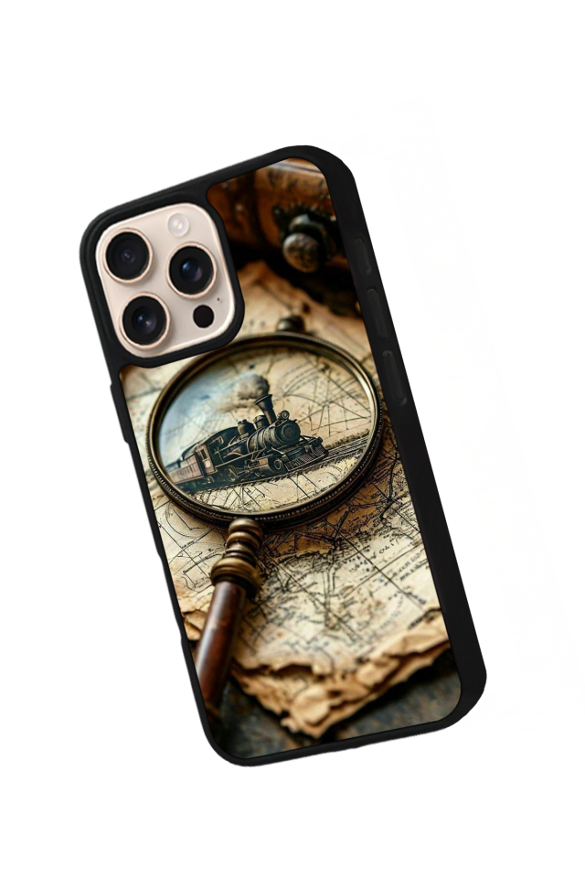 iPhone 16 Pro Uyumlu Pusula Tasarımlı Glossy Premium Kılıf