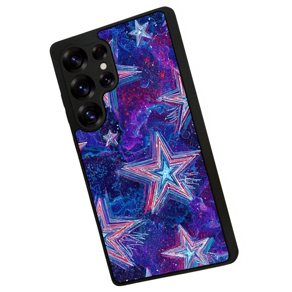 Samsung Galaxy S25 Ultra Uyumlu Retro Yildizlar Tasarımlı Glossy Premium Kılıf