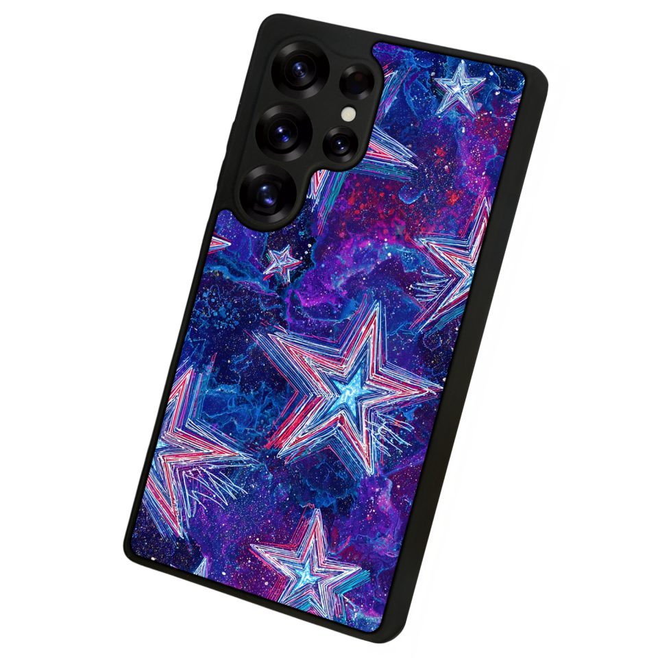 Samsung Galaxy S25 Ultra Uyumlu Retro Yildizlar Tasarımlı Glossy Premium Kılıf