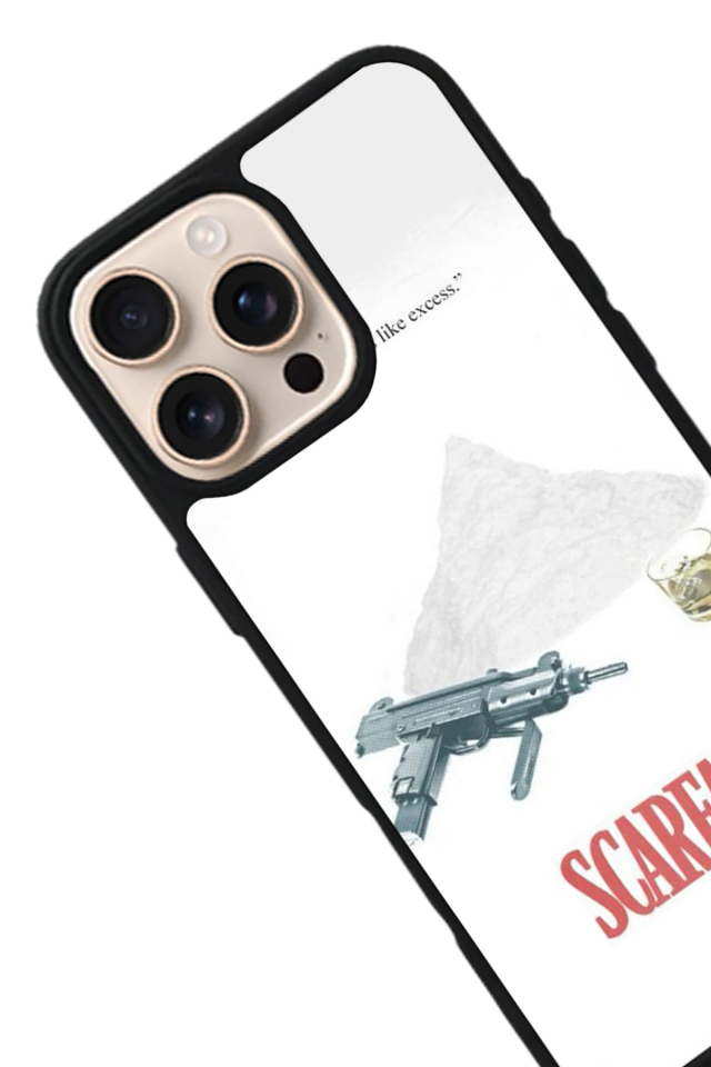 iPhone 15 Pro Uyumlu Scarface Tasarımlı Glossy Premium Kılıf