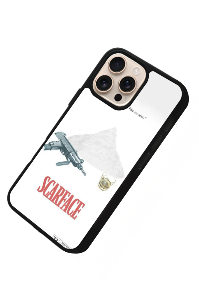 iPhone 15 Pro Uyumlu Scarface Tasarımlı Glossy Premium Kılıf