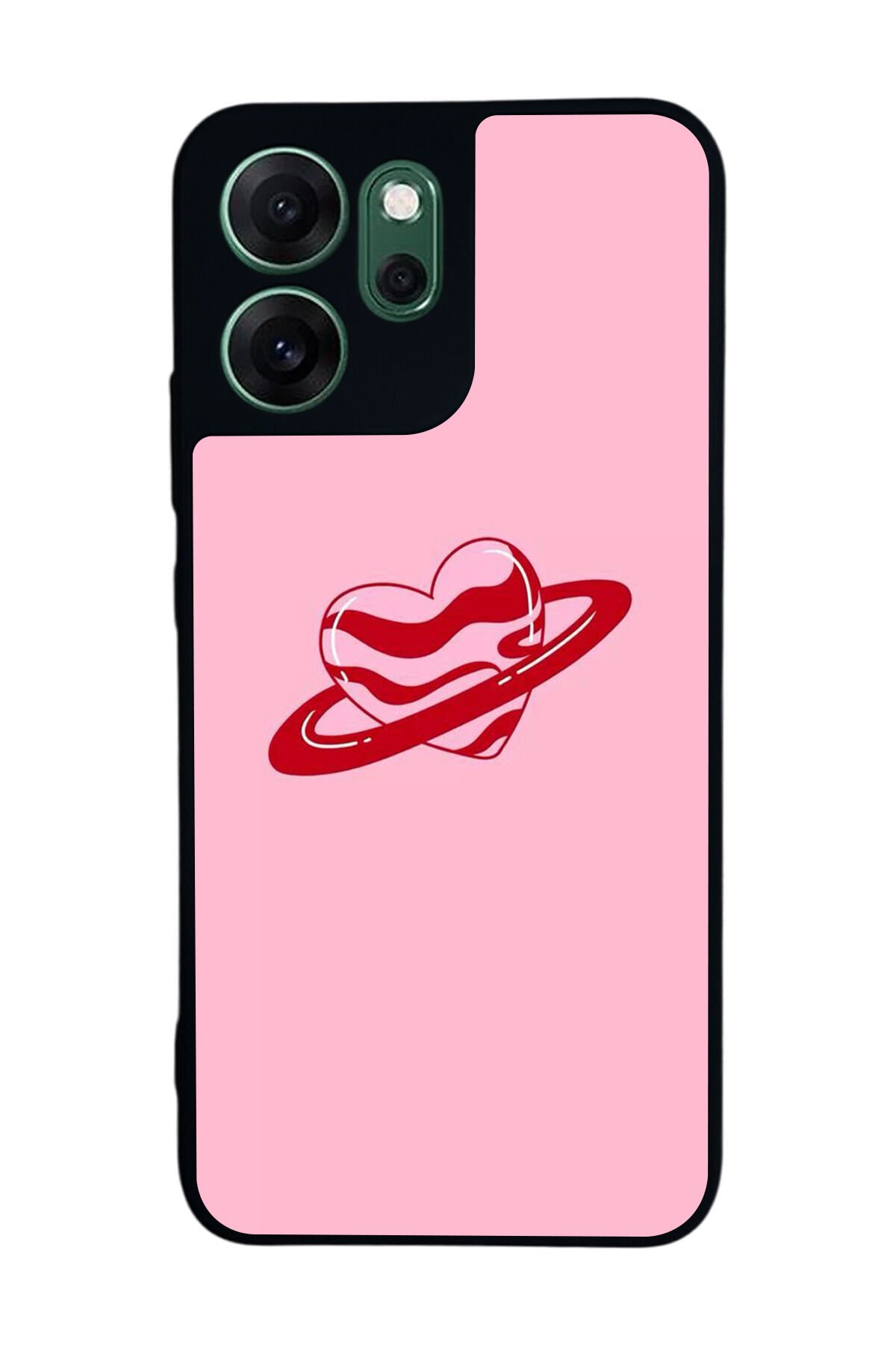 Oppo Reno 14F Uyumlu Kalp Love Tasarımlı Glossy Premium Kılıf