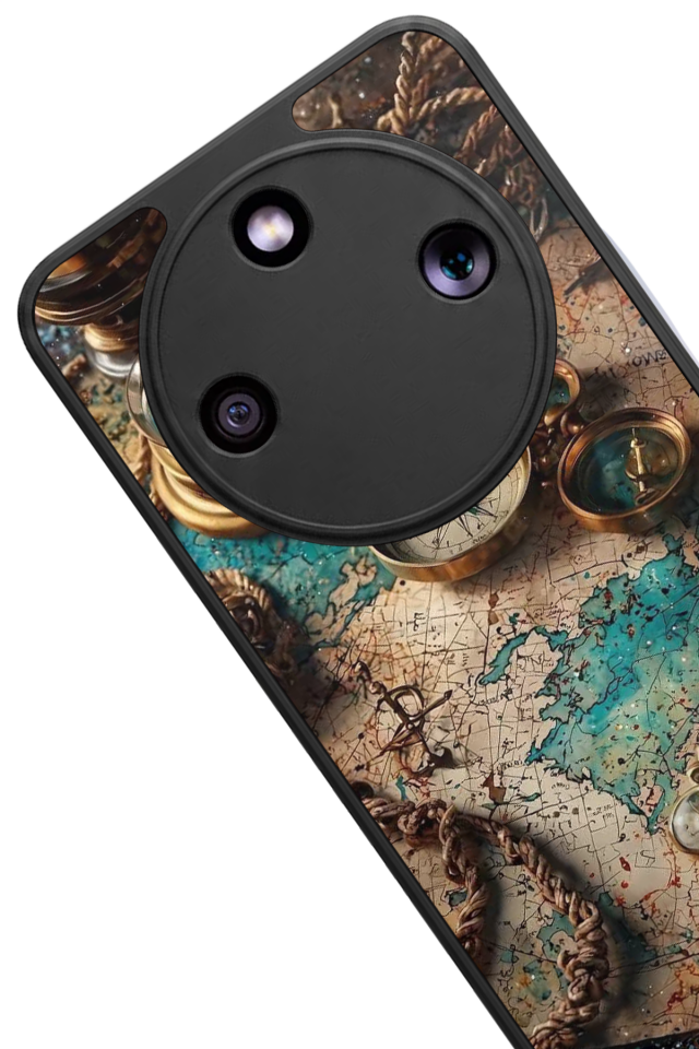 Honor Magic 8 Lite Uyumlu Harita Tasarımlı Glossy Premium Kılıf