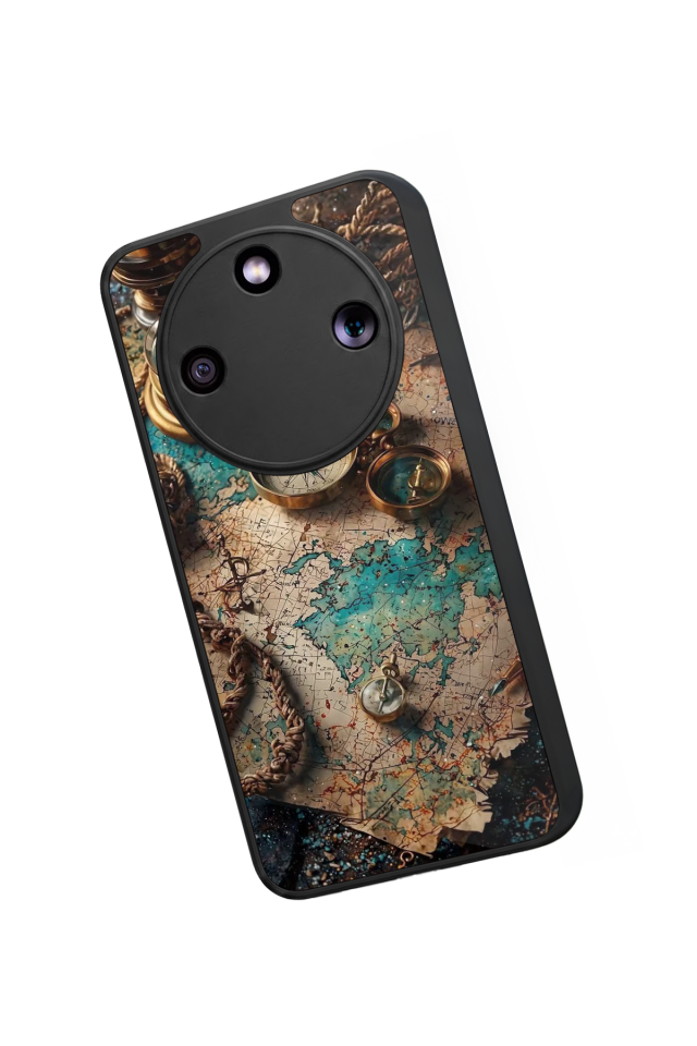 Honor Magic 8 Lite Uyumlu Harita Tasarımlı Glossy Premium Kılıf
