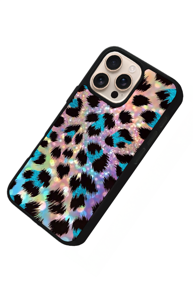 iPhone 14 Pro Max Uyumlu Hologram Leopar Tasarımlı Glossy Premium Kılıf