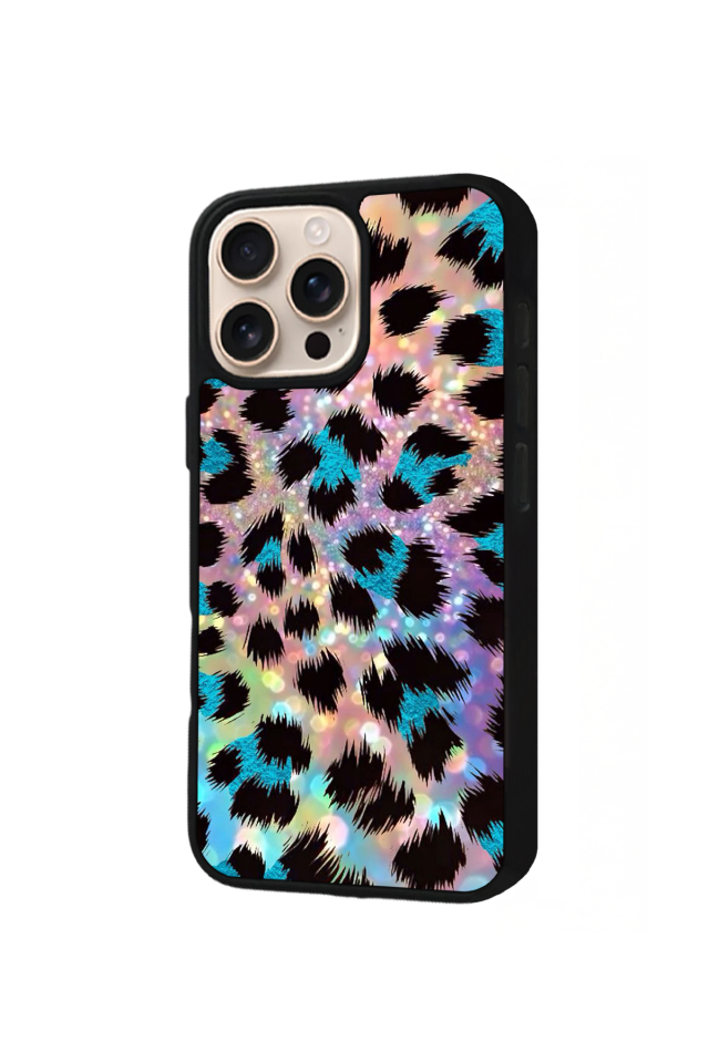iPhone 14 Pro Max Uyumlu Hologram Leopar Tasarımlı Glossy Premium Kılıf