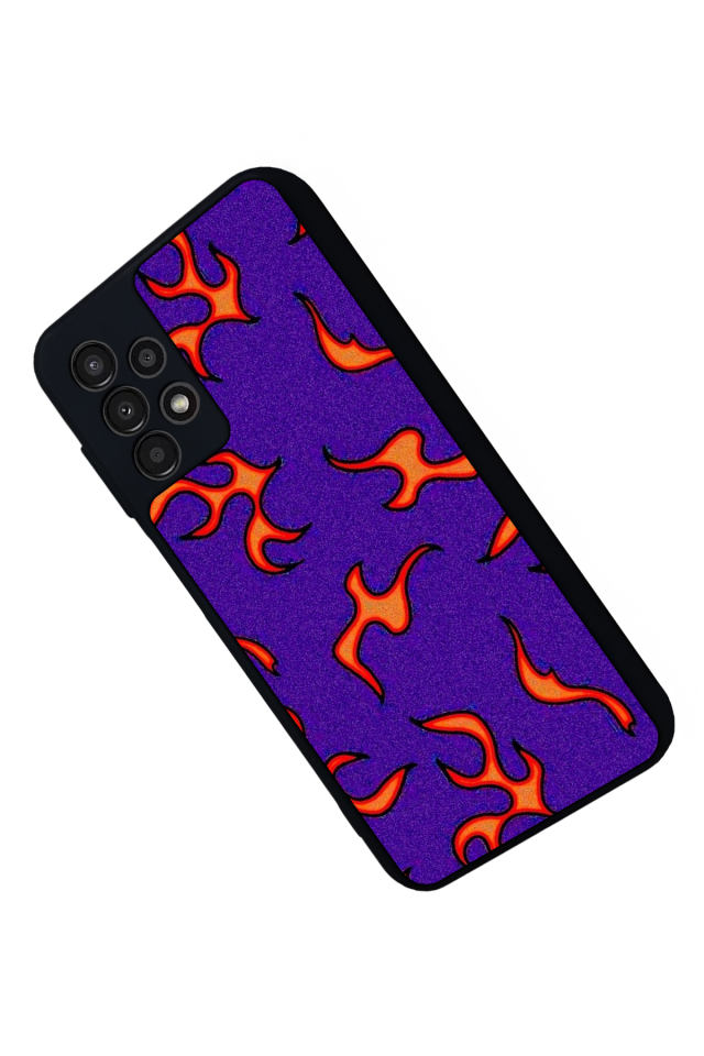 Samsung Galaxy A13 Uyumlu Retro Flame Patterns Tasarımlı Glossy Premium Kılıf
