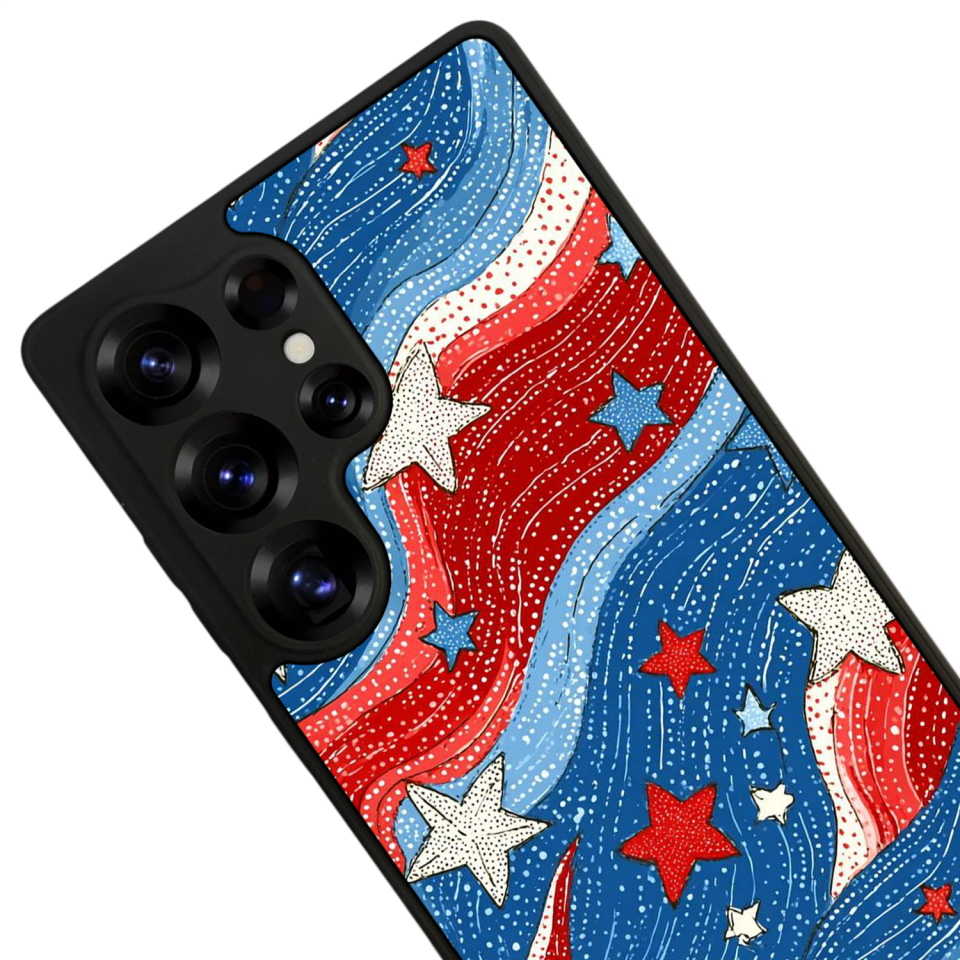 Samsung Galaxy S25 Ultra Uyumlu Retro Yildizlar Tasarımlı Glossy Premium Kılıf