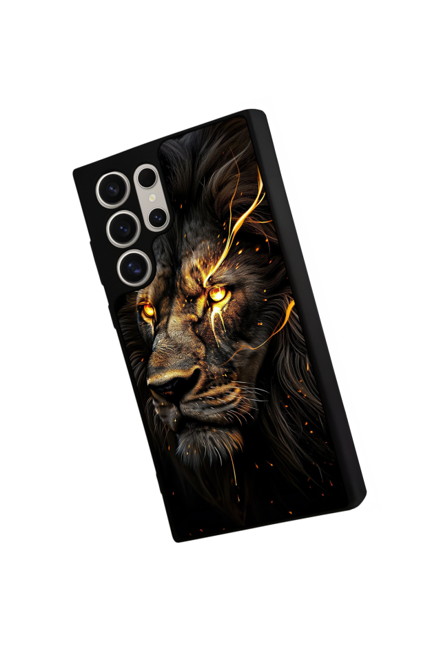 Samsung Galaxy S22 Ultra Uyumlu Aslan Tasarımlı Glossy Premium Kılıf
