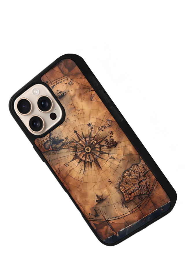 iPhone 14 Pro Max Uyumlu Harita Tasarımlı Glossy Premium Kılıf