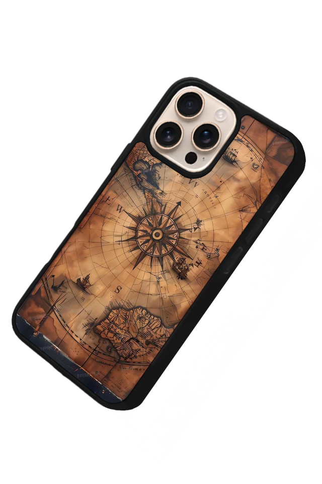 iPhone 14 Pro Max Uyumlu Harita Tasarımlı Glossy Premium Kılıf