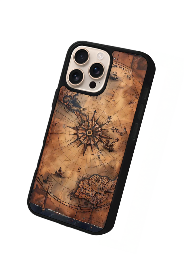 iPhone 14 Pro Max Uyumlu Harita Tasarımlı Glossy Premium Kılıf