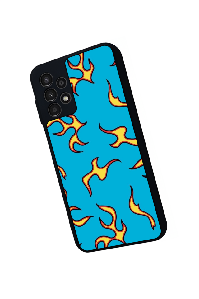Samsung Galaxy A13 Uyumlu Retro Flame Patterns Tasarımlı Glossy Premium Kılıf