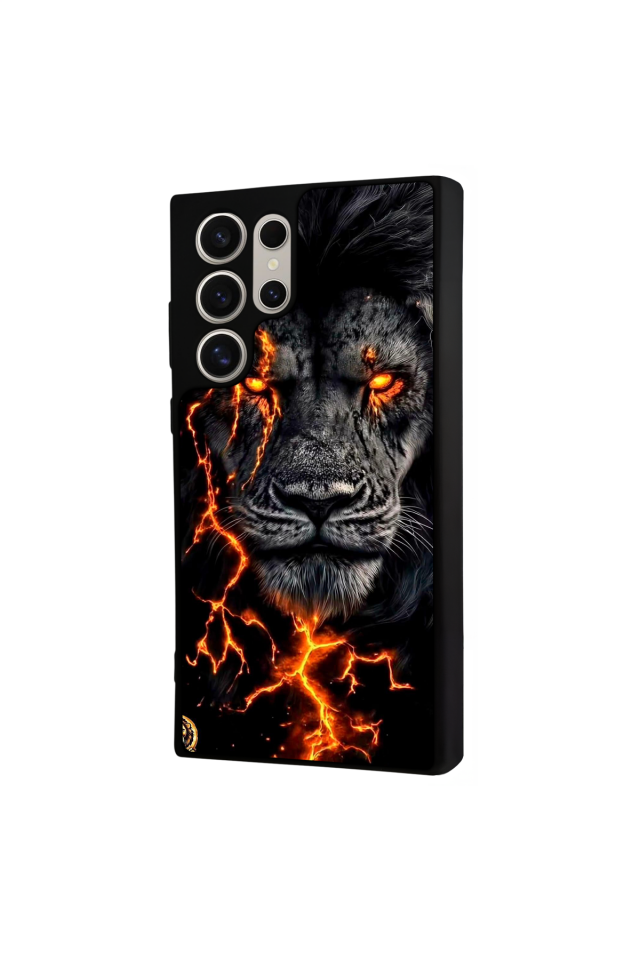 Samsung Galaxy S22 Ultra Uyumlu Aslan Tasarımlı Glossy Premium Kılıf