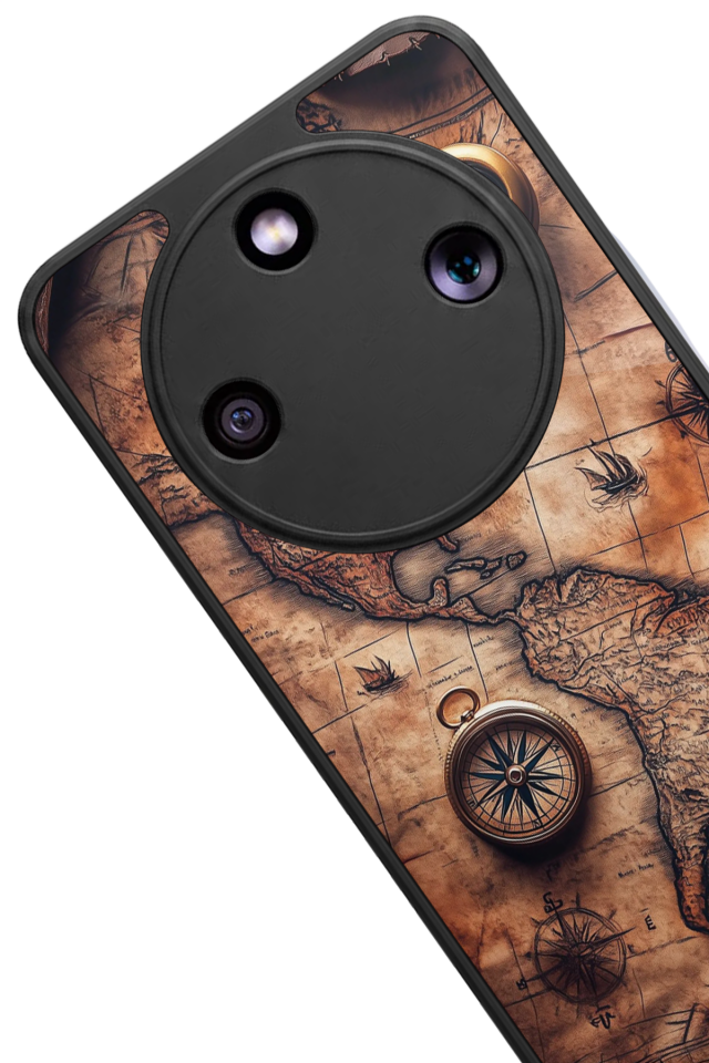 Honor Magic 8 Lite Uyumlu Harita Tasarımlı Glossy Premium Kılıf