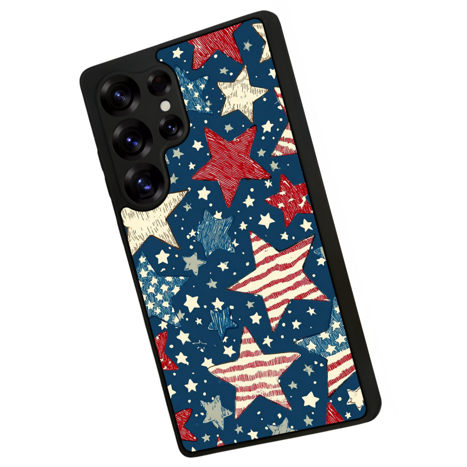 Samsung Galaxy S25 Ultra Uyumlu Retro Yildizlar Tasarımlı Glossy Premium Kılıf