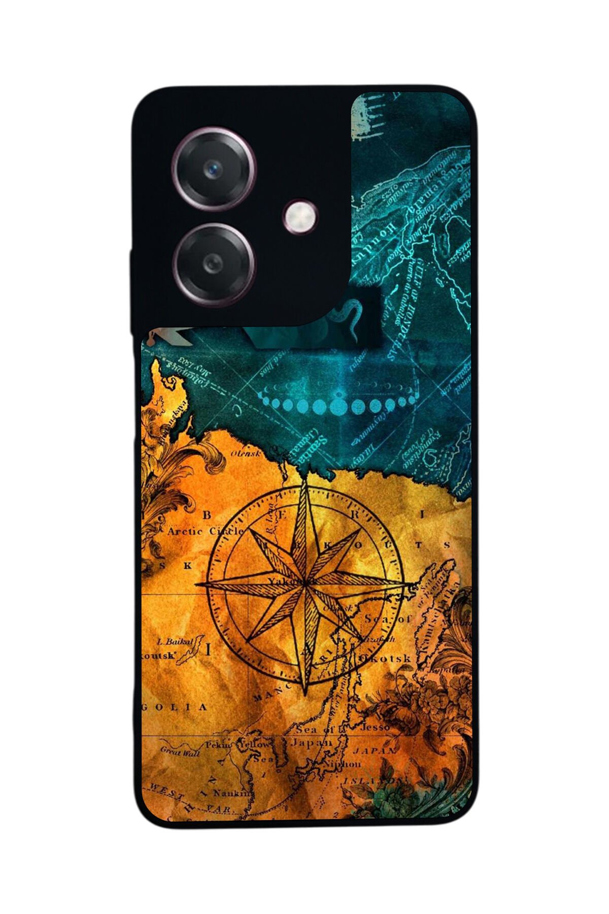 Oppo A3 5G Uyumlu Pusula Tasarımlı Glossy Premium Kılıf