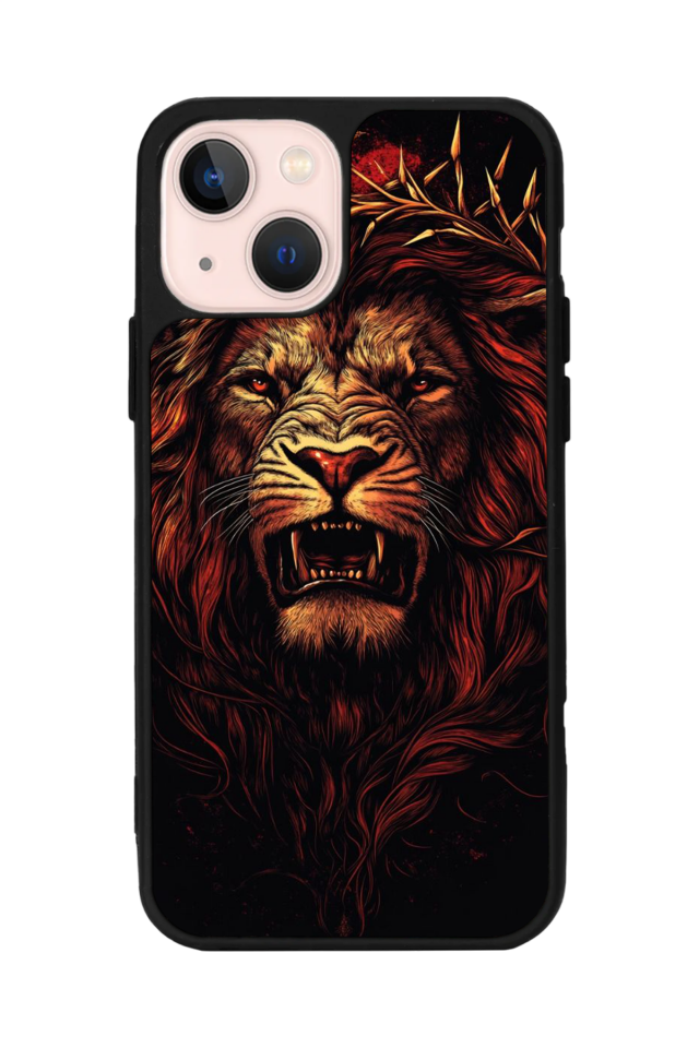 iPhone 14 Plus Uyumlu Aslan Tasarımlı Glossy Premium Kılıf