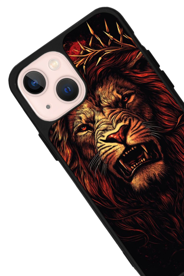 iPhone 14 Plus Uyumlu Aslan Tasarımlı Glossy Premium Kılıf