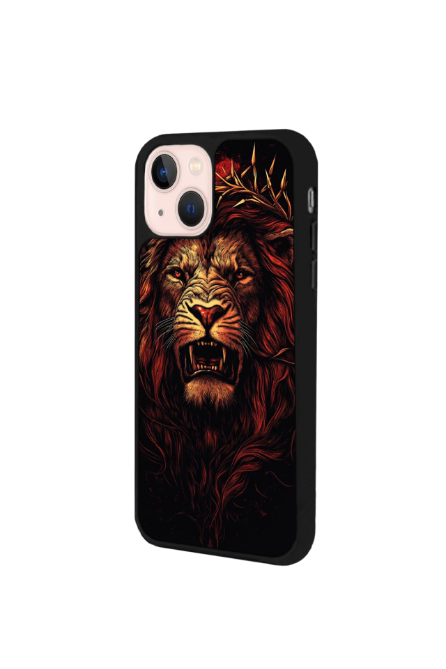 iPhone 14 Plus Uyumlu Aslan Tasarımlı Glossy Premium Kılıf