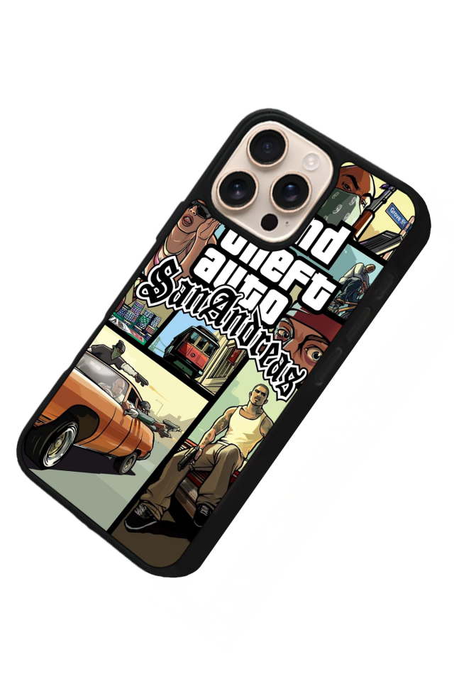 iPhone 15 Pro Uyumlu GTA Tasarımlı Glossy Premium Kılıf
