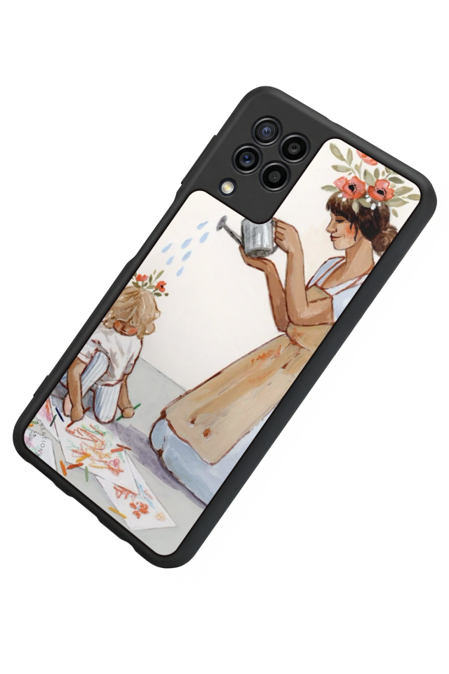 Samsung Galaxy M22 Uyumlu Kalp Love Tasarımlı Glossy Premium Kılıf