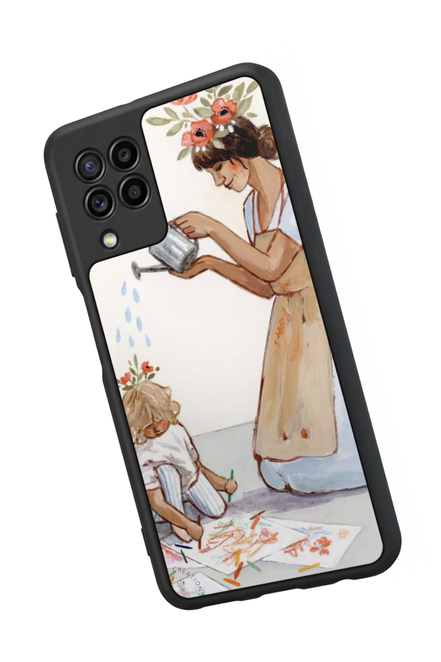 Samsung Galaxy M22 Uyumlu Kalp Love Tasarımlı Glossy Premium Kılıf