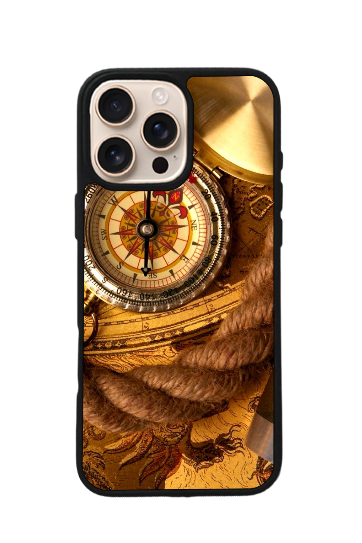 iPhone 16 Pro Uyumlu Pusula Tasarımlı Glossy Premium Kılıf