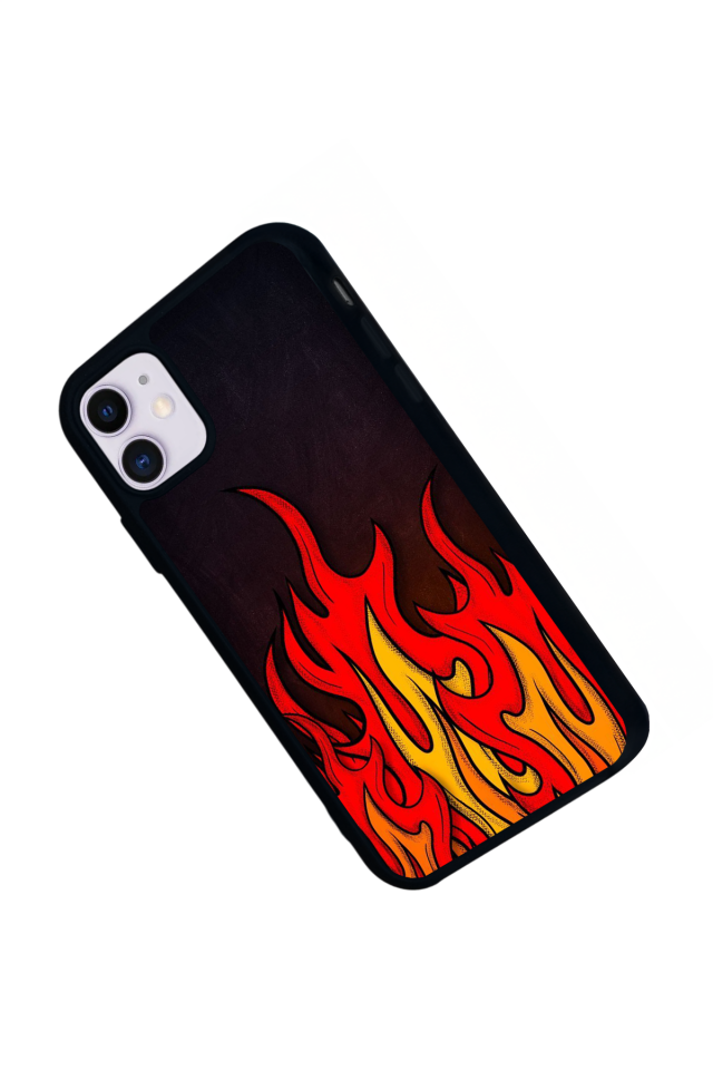 iPhone 11 Uyumlu Retro Flame Patterns Tasarımlı Glossy Premium Kılıf