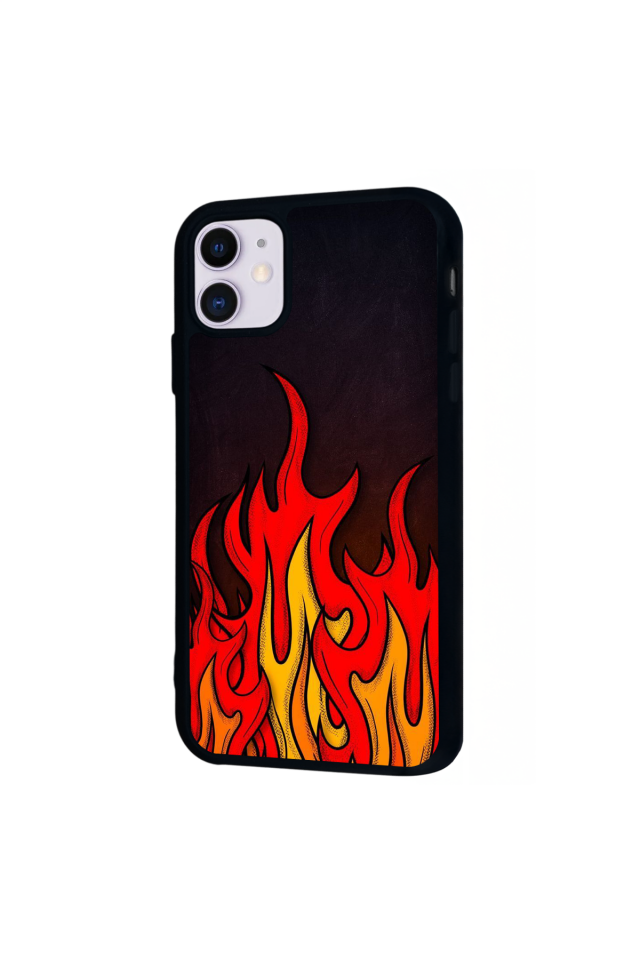iPhone 11 Uyumlu Retro Flame Patterns Tasarımlı Glossy Premium Kılıf