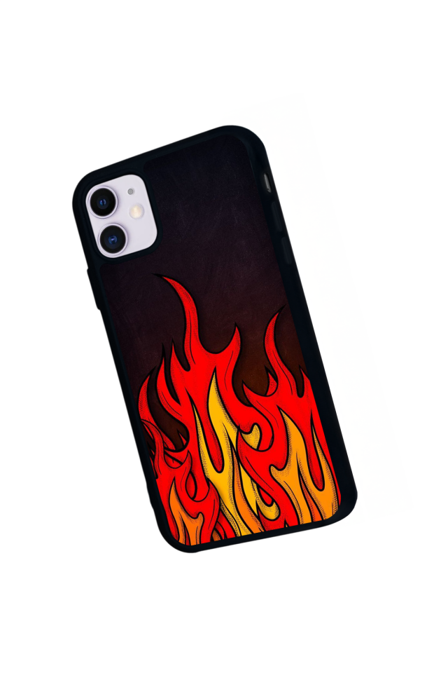 iPhone 11 Uyumlu Retro Flame Patterns Tasarımlı Glossy Premium Kılıf