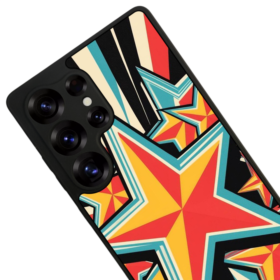 Samsung Galaxy S25 Ultra Uyumlu Retro Yildizlar Tasarımlı Glossy Premium Kılıf