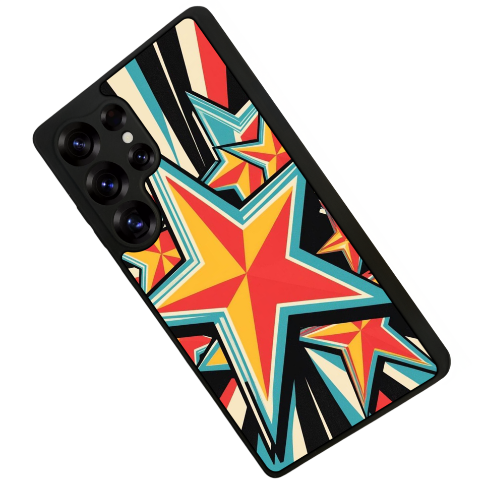 Samsung Galaxy S25 Ultra Uyumlu Retro Yildizlar Tasarımlı Glossy Premium Kılıf