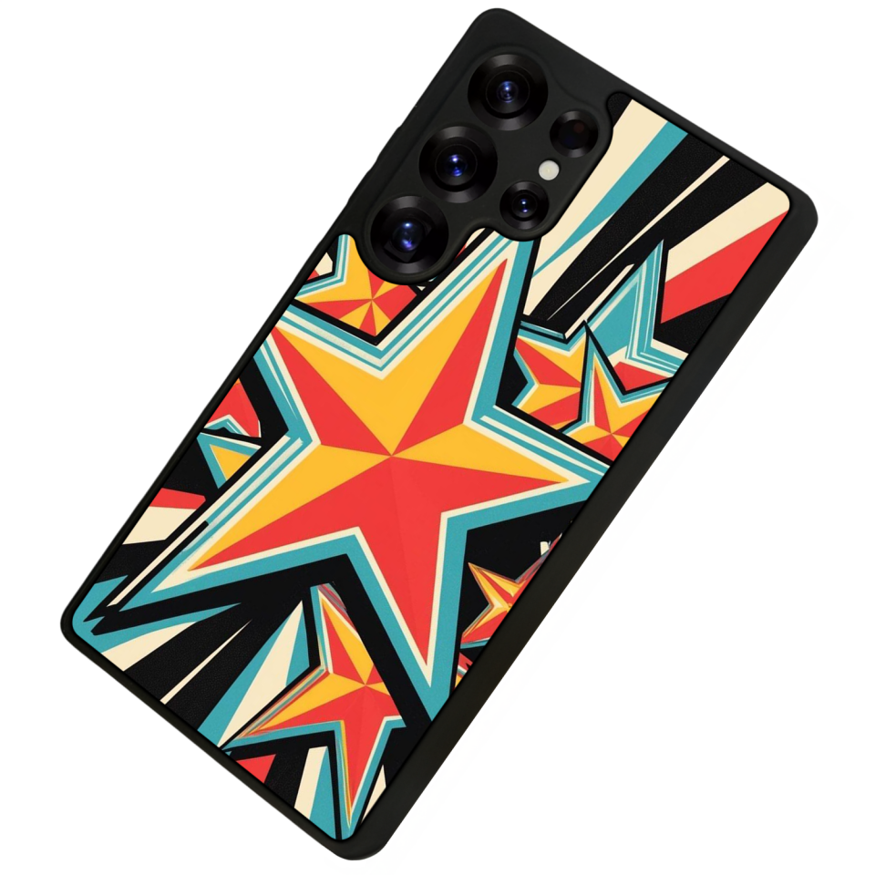 Samsung Galaxy S25 Ultra Uyumlu Retro Yildizlar Tasarımlı Glossy Premium Kılıf