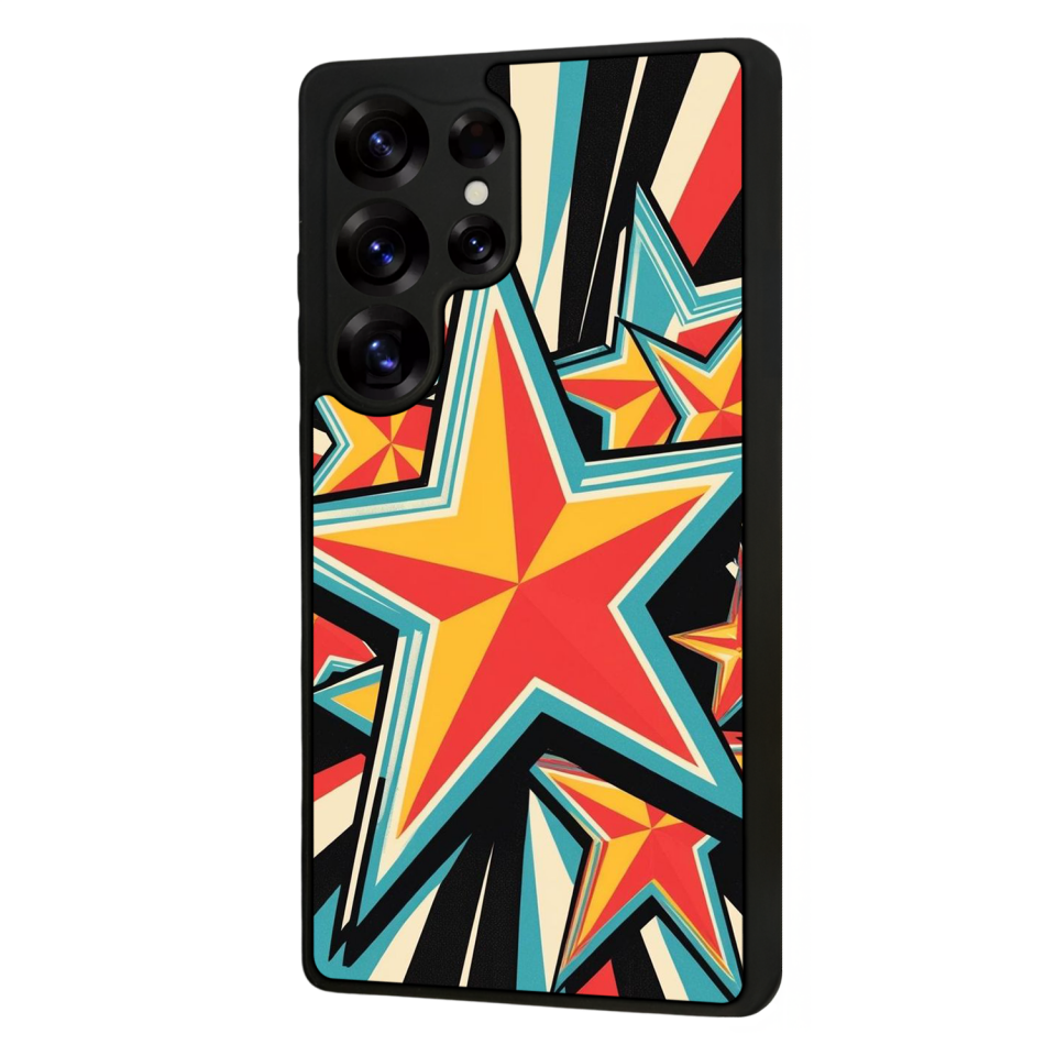 Samsung Galaxy S25 Ultra Uyumlu Retro Yildizlar Tasarımlı Glossy Premium Kılıf