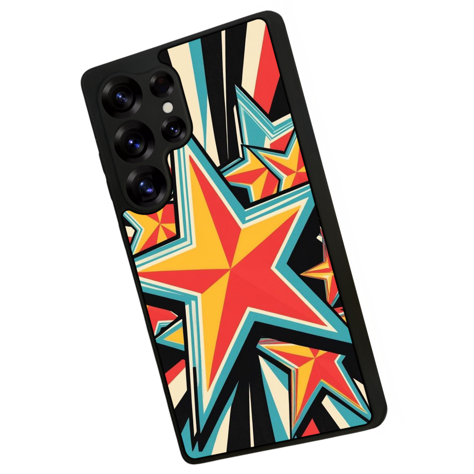 Samsung Galaxy S25 Ultra Uyumlu Retro Yildizlar Tasarımlı Glossy Premium Kılıf
