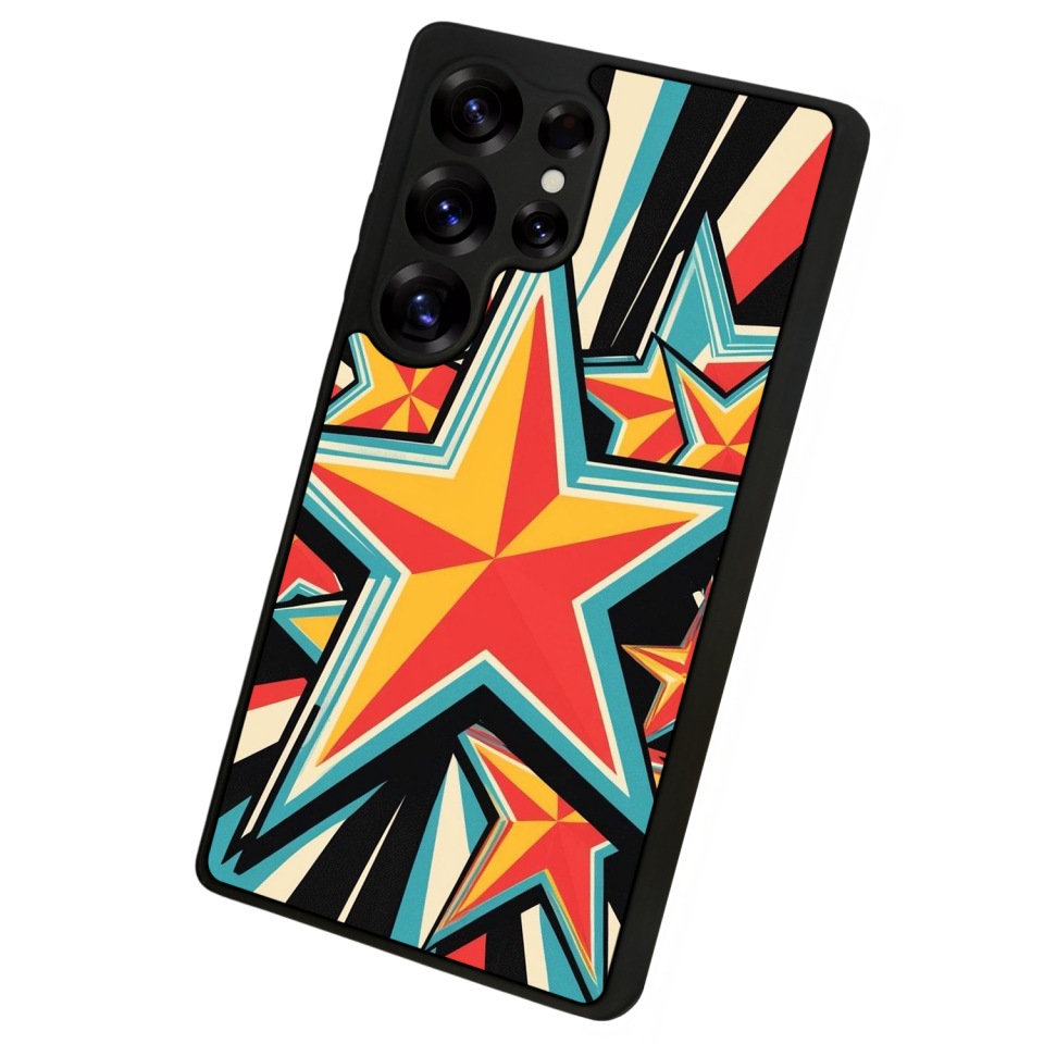 Samsung Galaxy S25 Ultra Uyumlu Retro Yildizlar Tasarımlı Glossy Premium Kılıf