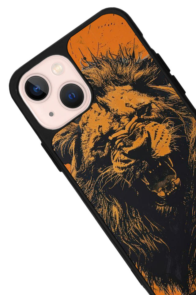 iPhone 14 Plus Uyumlu Aslan Tasarımlı Glossy Premium Kılıf