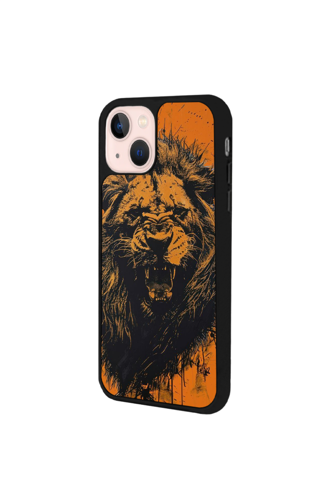iPhone 14 Plus Uyumlu Aslan Tasarımlı Glossy Premium Kılıf