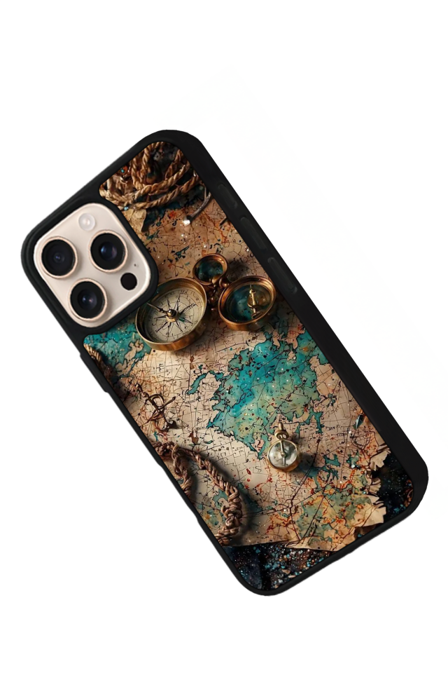 iPhone 14 Pro Max Uyumlu Harita Tasarımlı Glossy Premium Kılıf