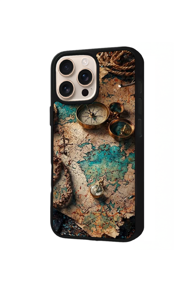 iPhone 14 Pro Max Uyumlu Harita Tasarımlı Glossy Premium Kılıf