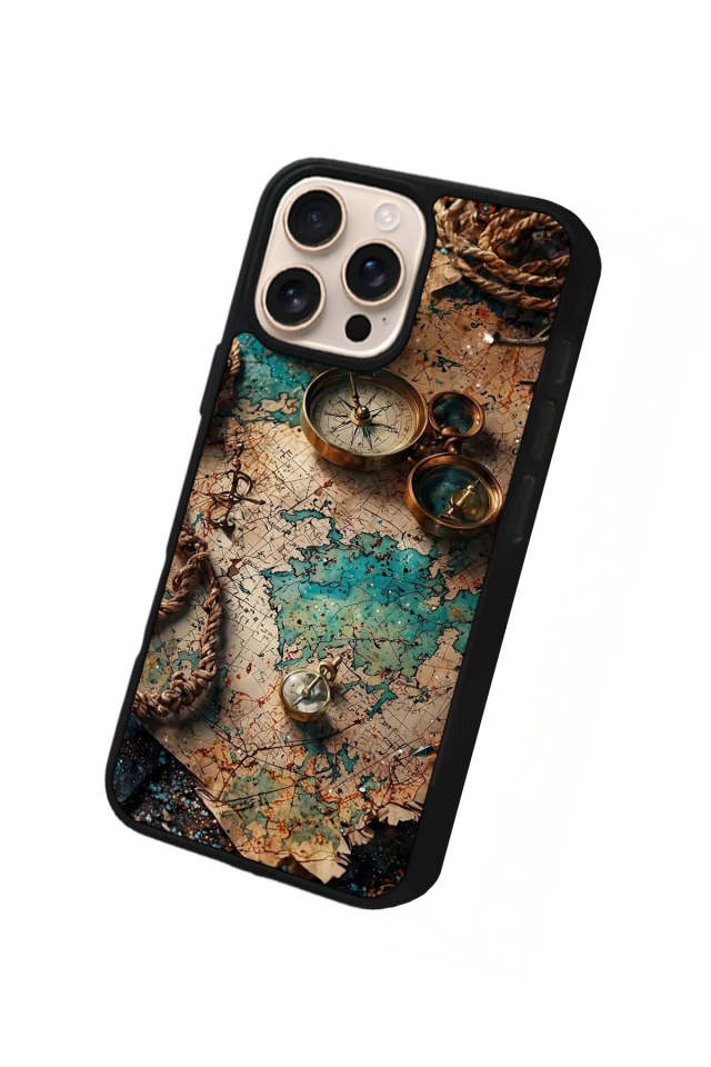 iPhone 14 Pro Max Uyumlu Harita Tasarımlı Glossy Premium Kılıf