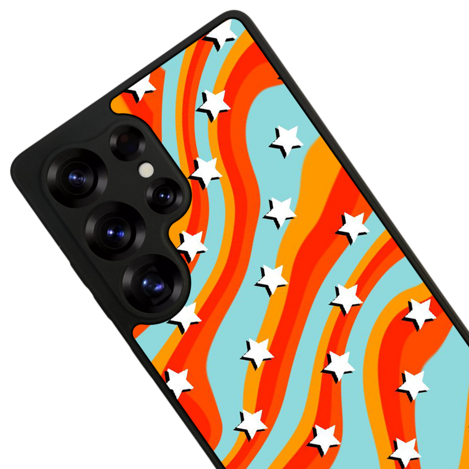Samsung Galaxy S25 Ultra Uyumlu Retro Yildizlar Tasarımlı Glossy Premium Kılıf