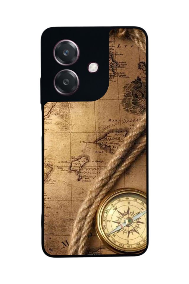 Oppo A3 5G Uyumlu Pusula Tasarımlı Glossy Premium Kılıf