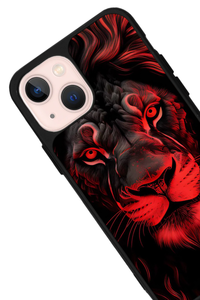 iPhone 14 Plus Uyumlu Aslan Tasarımlı Glossy Premium Kılıf