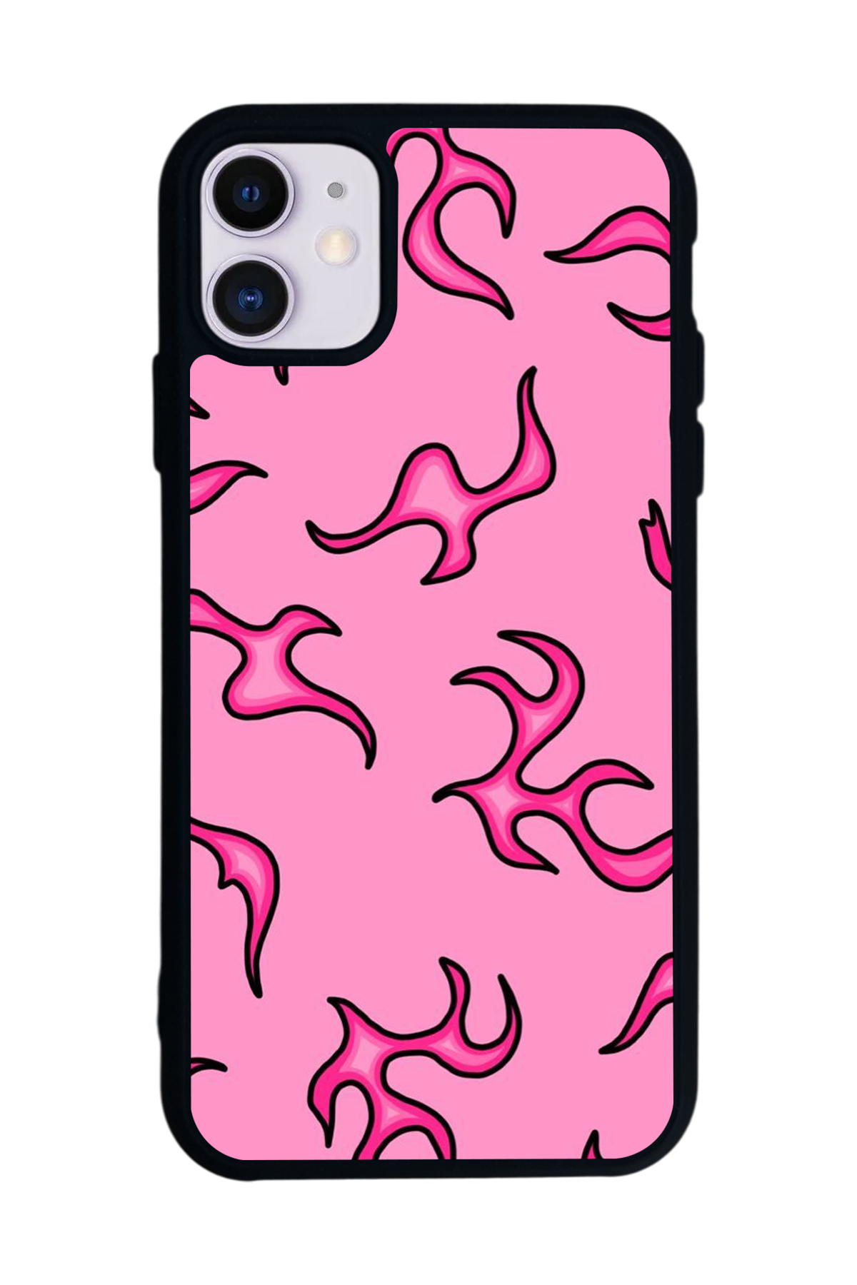 iPhone 11 Uyumlu Retro Flame Patterns Tasarımlı Glossy Premium Kılıf