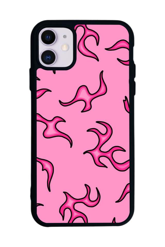 iPhone 11 Uyumlu Retro Flame Patterns Tasarımlı Glossy Premium Kılıf