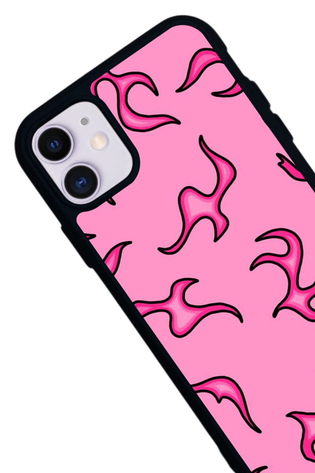 iPhone 11 Uyumlu Retro Flame Patterns Tasarımlı Glossy Premium Kılıf