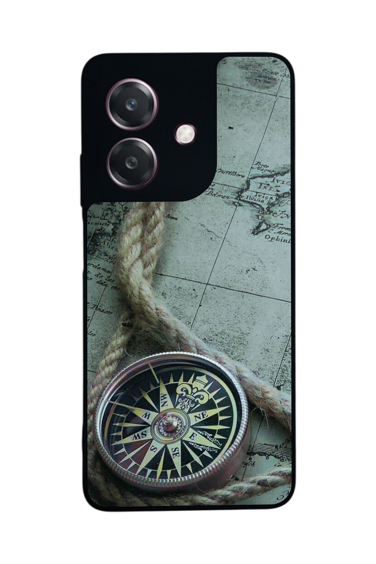 Oppo A3 5G Uyumlu Pusula Tasarımlı Glossy Premium Kılıf