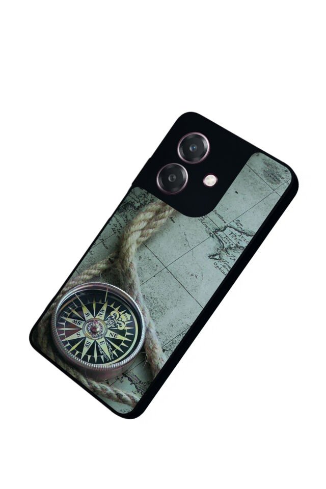 Oppo A3 5G Uyumlu Pusula Tasarımlı Glossy Premium Kılıf